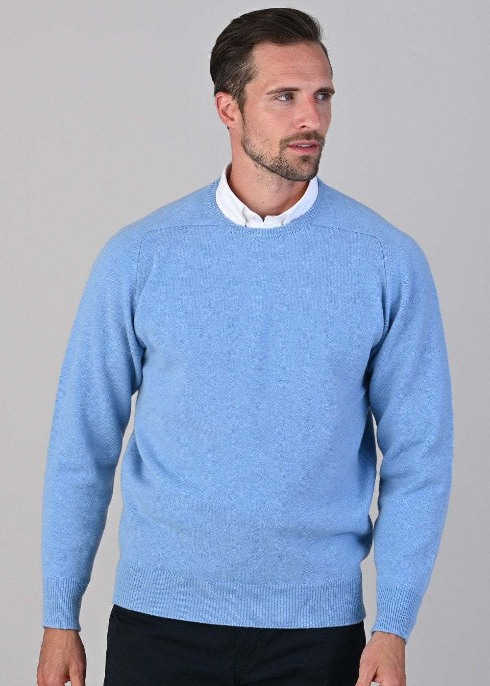 Leven 2 Ply Lambswool Crew Neck - Horizon - 2