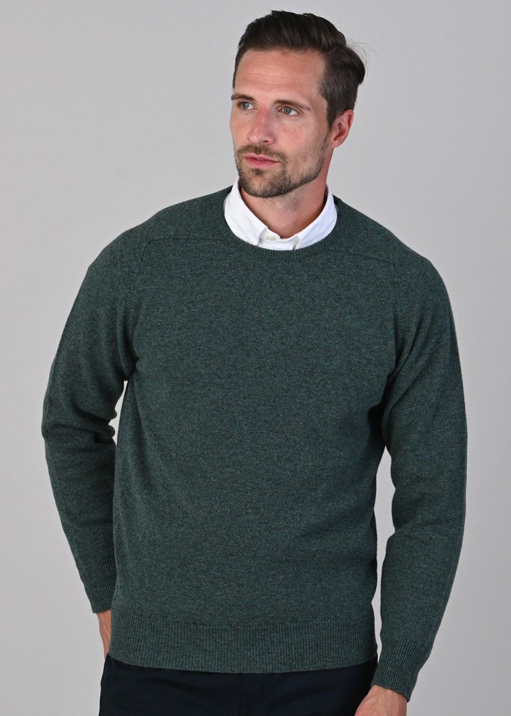 Leven 2 Ply Lambswool Crew Neck - Moorland - 2