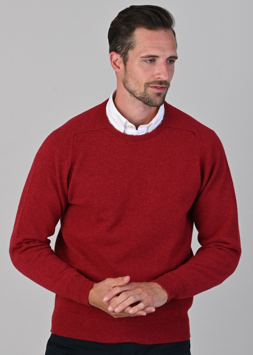 Leven 2 Ply Lambswool Crew Neck - Poppy Mel - 2