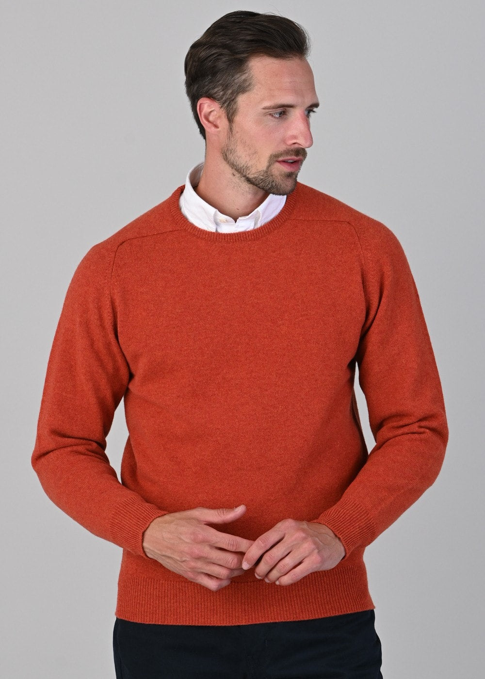 Leven 2 Ply Lambswool Crew Neck - Ember - 3