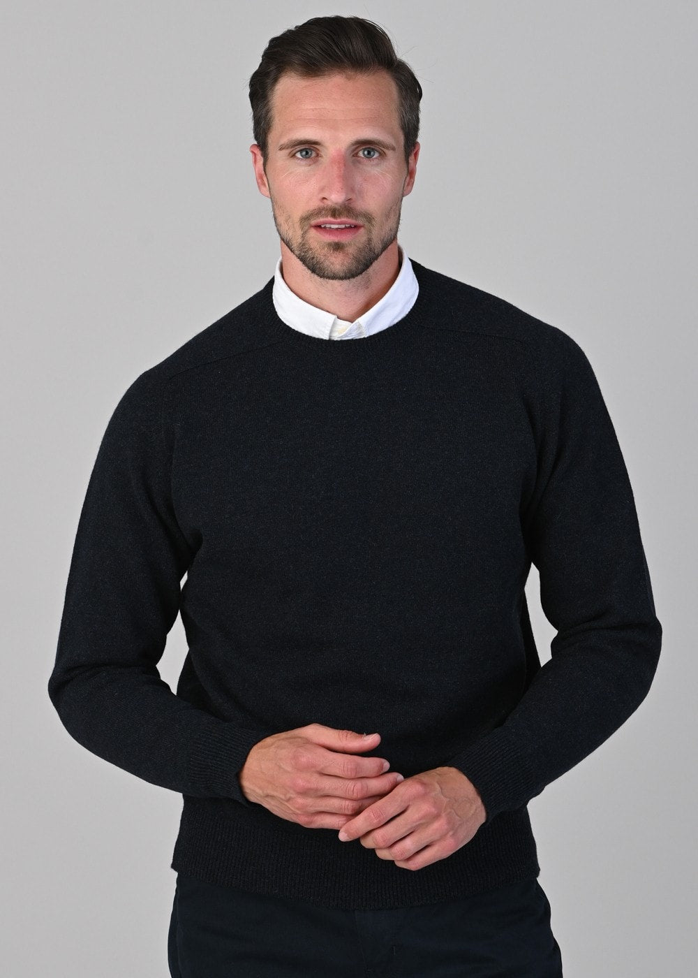 Leven 2 Ply Lambswool Crew Neck - Midnight - 3