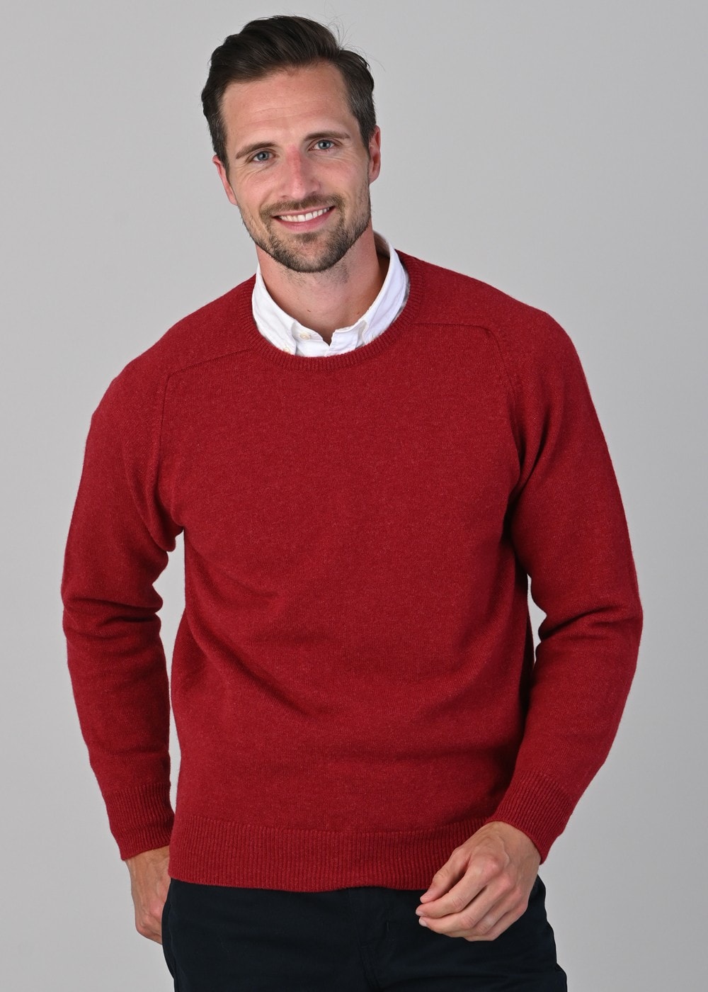 Leven 2 Ply Lambswool Crew Neck - Poppy Mel - 3