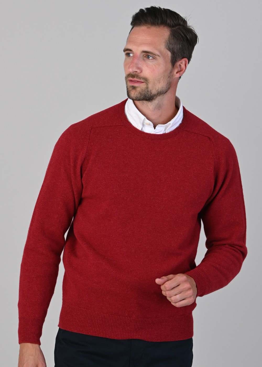 Leven 2 Ply Lambswool Crew Neck - Poppy Mel - 4