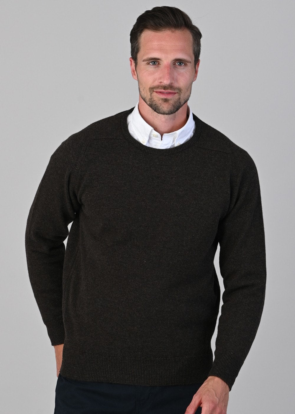 Leven 2 Ply Lambswool Crew Neck - Cocoa - 4