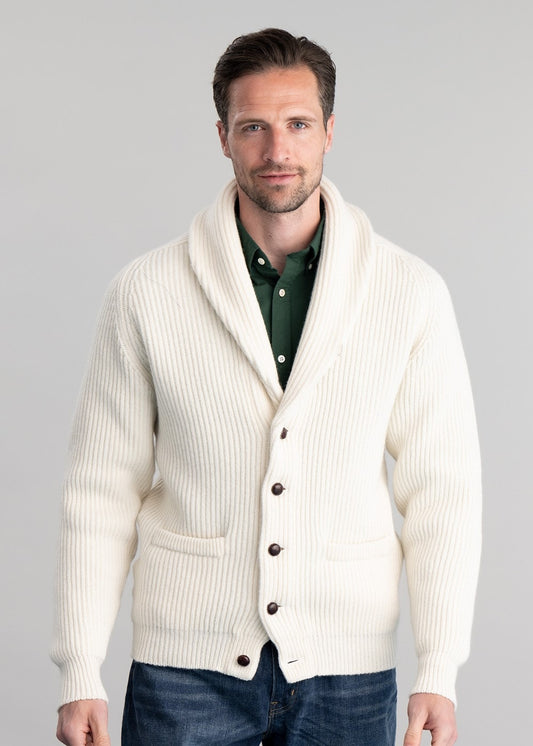 Lambswool Windsor Shawl Jacket - Ecru - 1