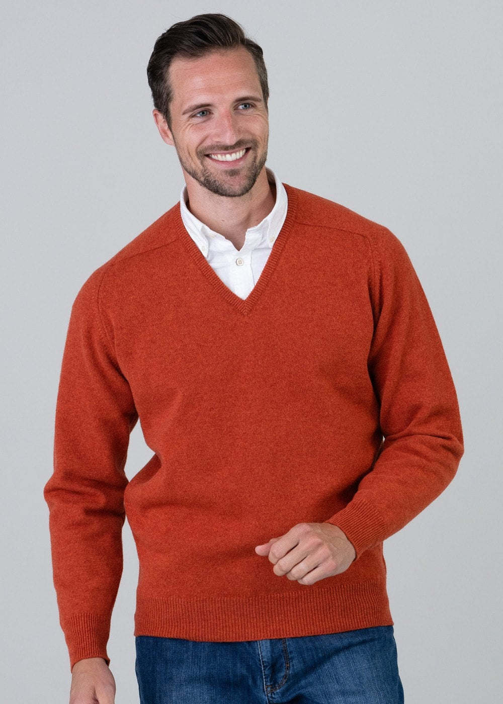 Leven 2 Ply Lambswool V-Neck - Ember - 3