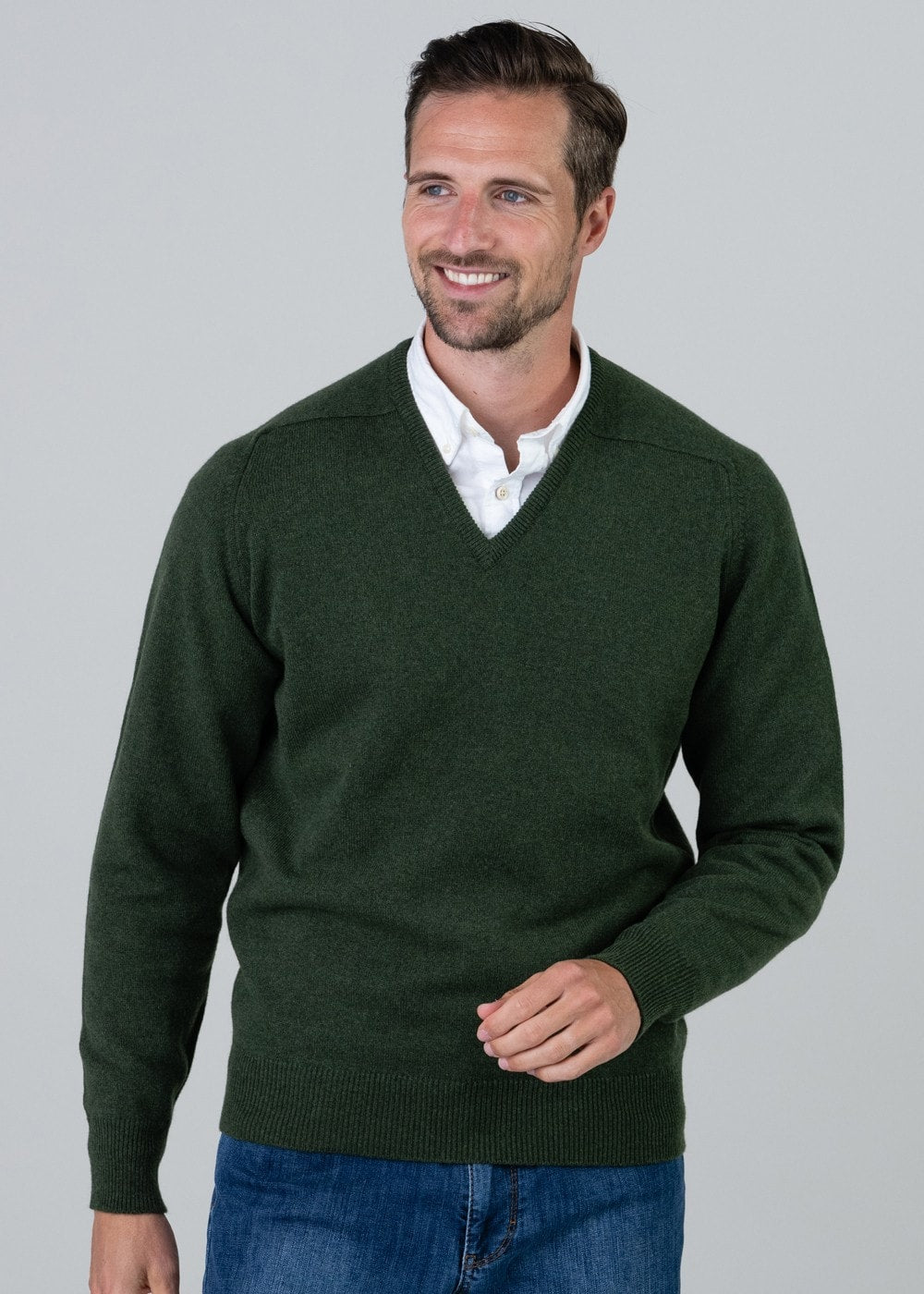 Leven 2 Ply Lambswool V-Neck - Rosemary - 3