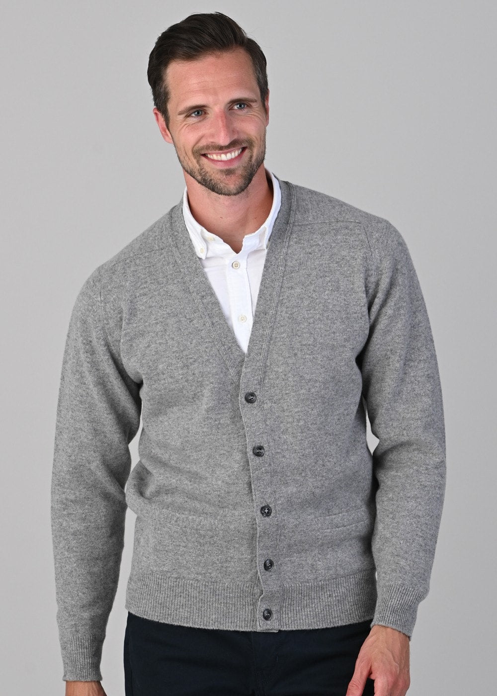 Leven 2 Ply Lambswool Cardigan - Flannel - 4