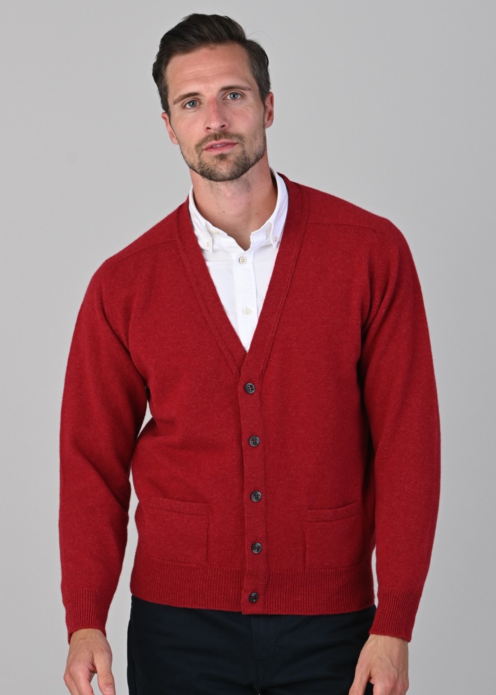 Leven 2 Ply Lambswool Cardigan - Poppy Mel - 2