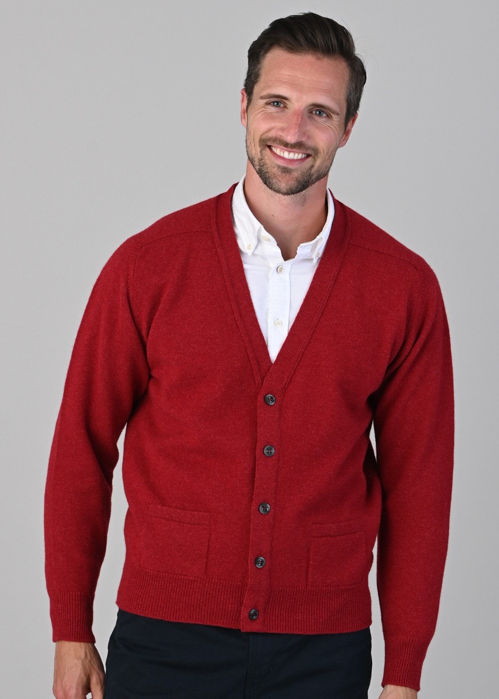 Leven 2 Ply Lambswool Cardigan - Poppy Mel - 3