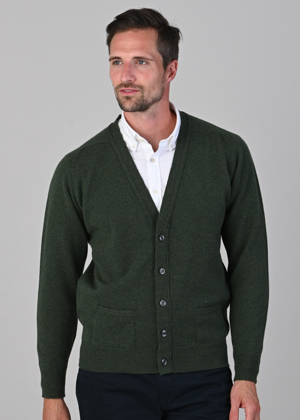 Leven 2 Ply Lambswool Cardigan - Rosemary - 2