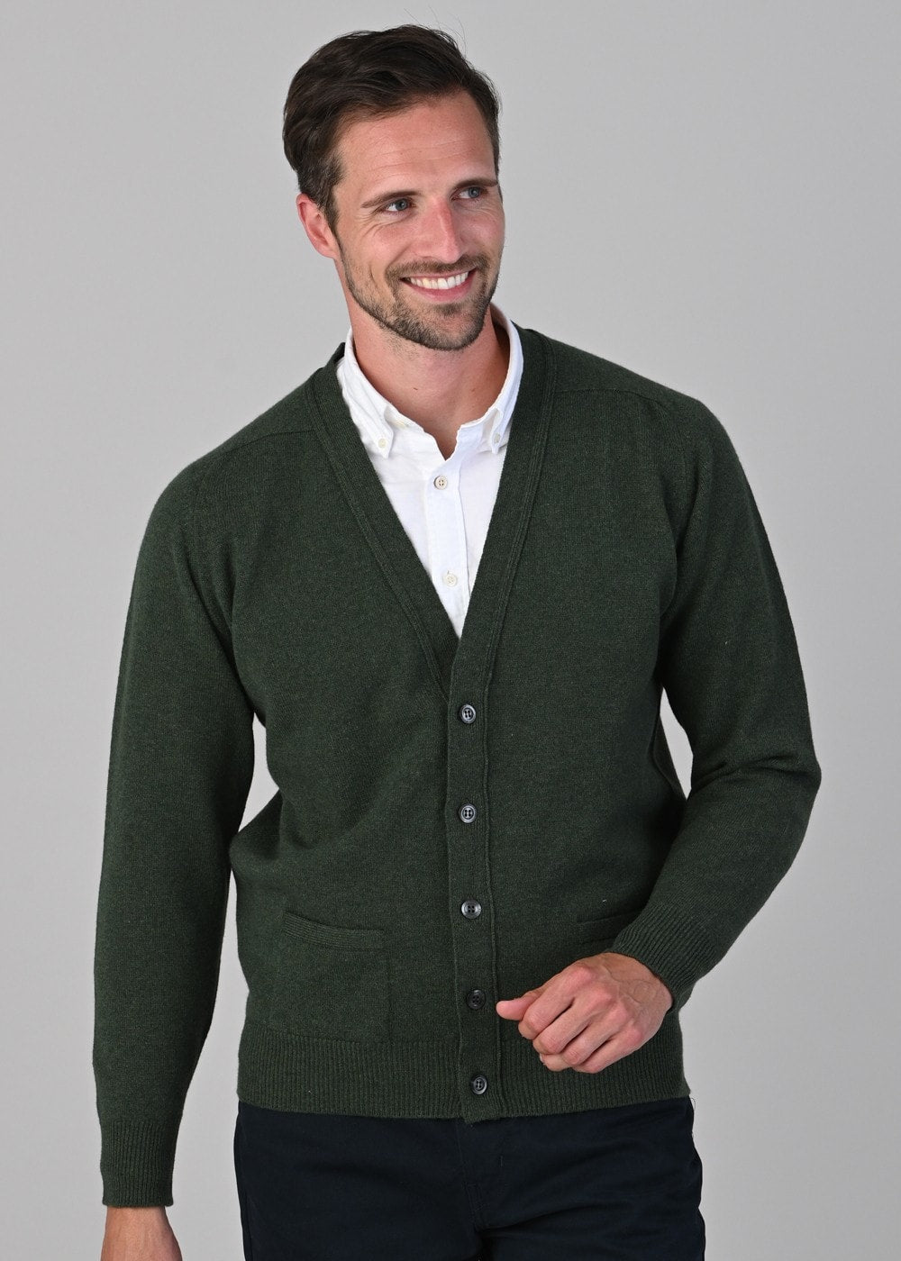 Leven 2 Ply Lambswool Cardigan - Rosemary - 4