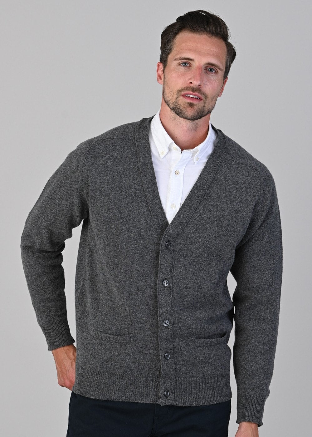 Leven 2 Ply Lambswool Cardigan - Cliff - 2