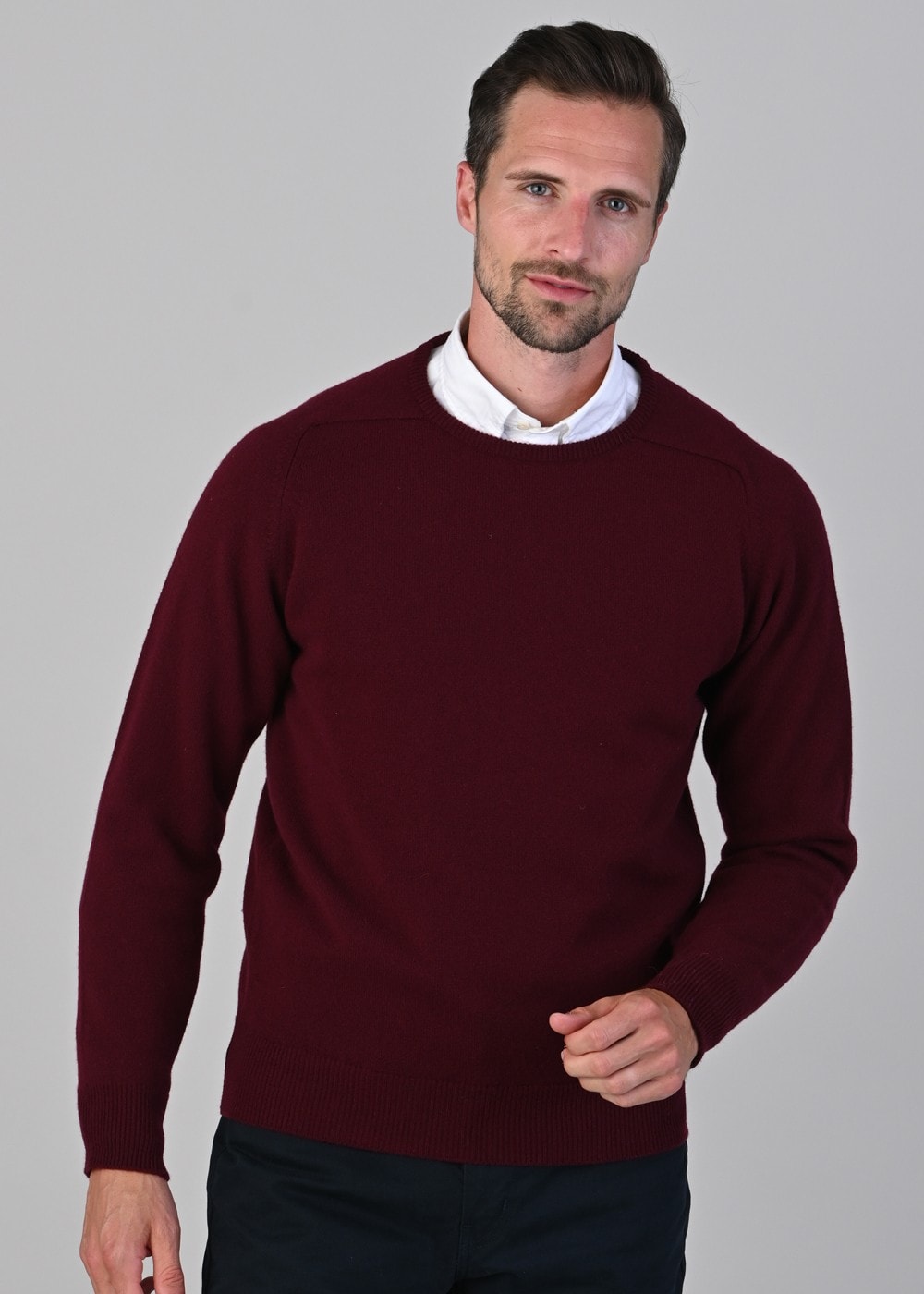 Leven 2 Ply Lambswool Crew Neck Plus Size - Bordeaux - 4