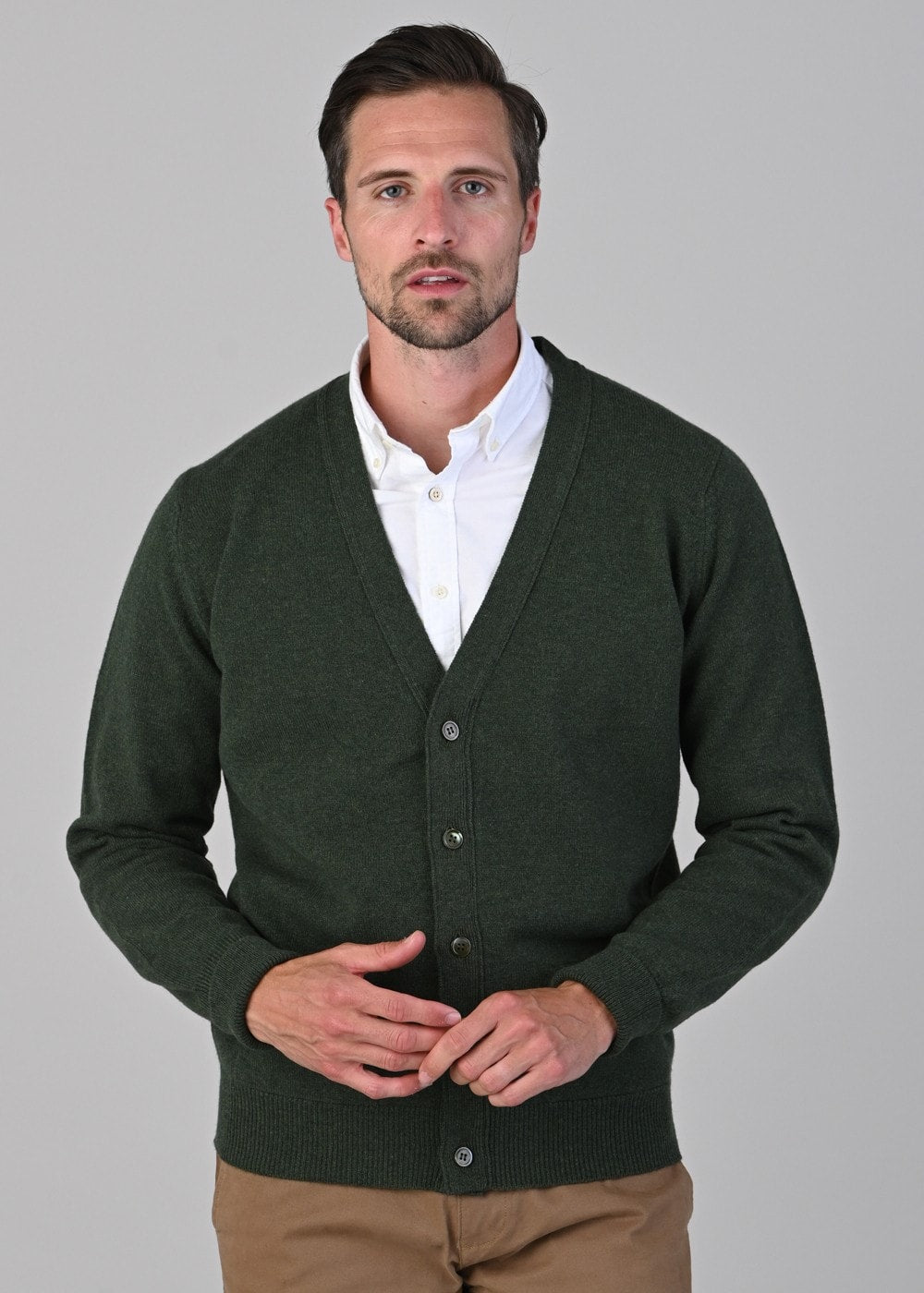 Rob 2 Ply Lambswool Cardigan - Rosemary - 2