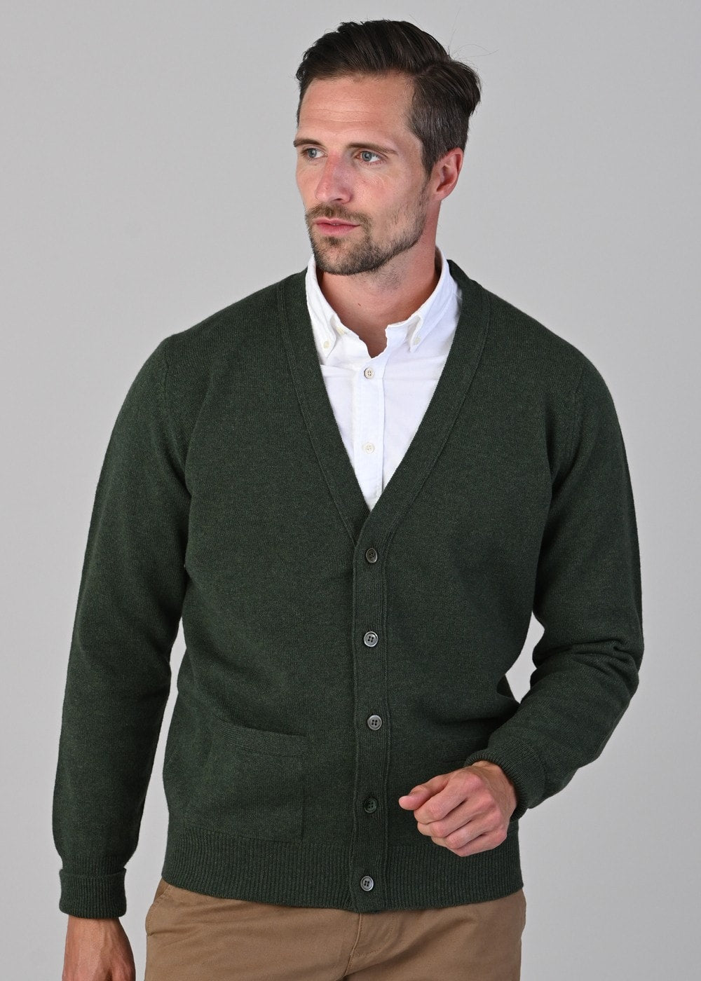 Rob 2 Ply Lambswool Cardigan - Rosemary - 3