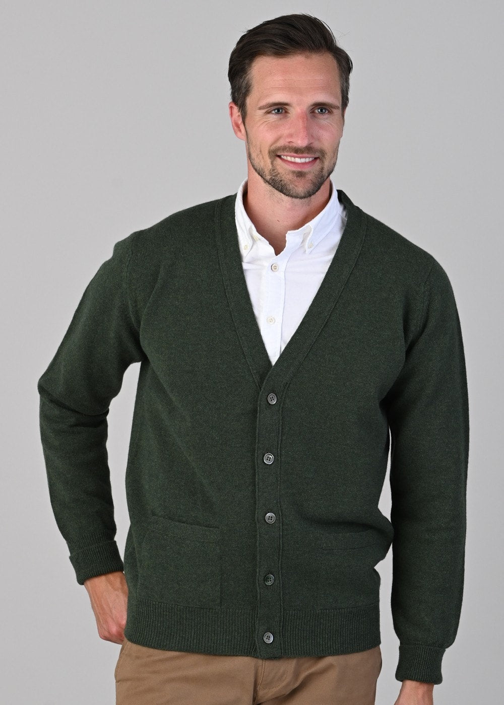 Rob 2 Ply Lambswool Cardigan - Rosemary - 4