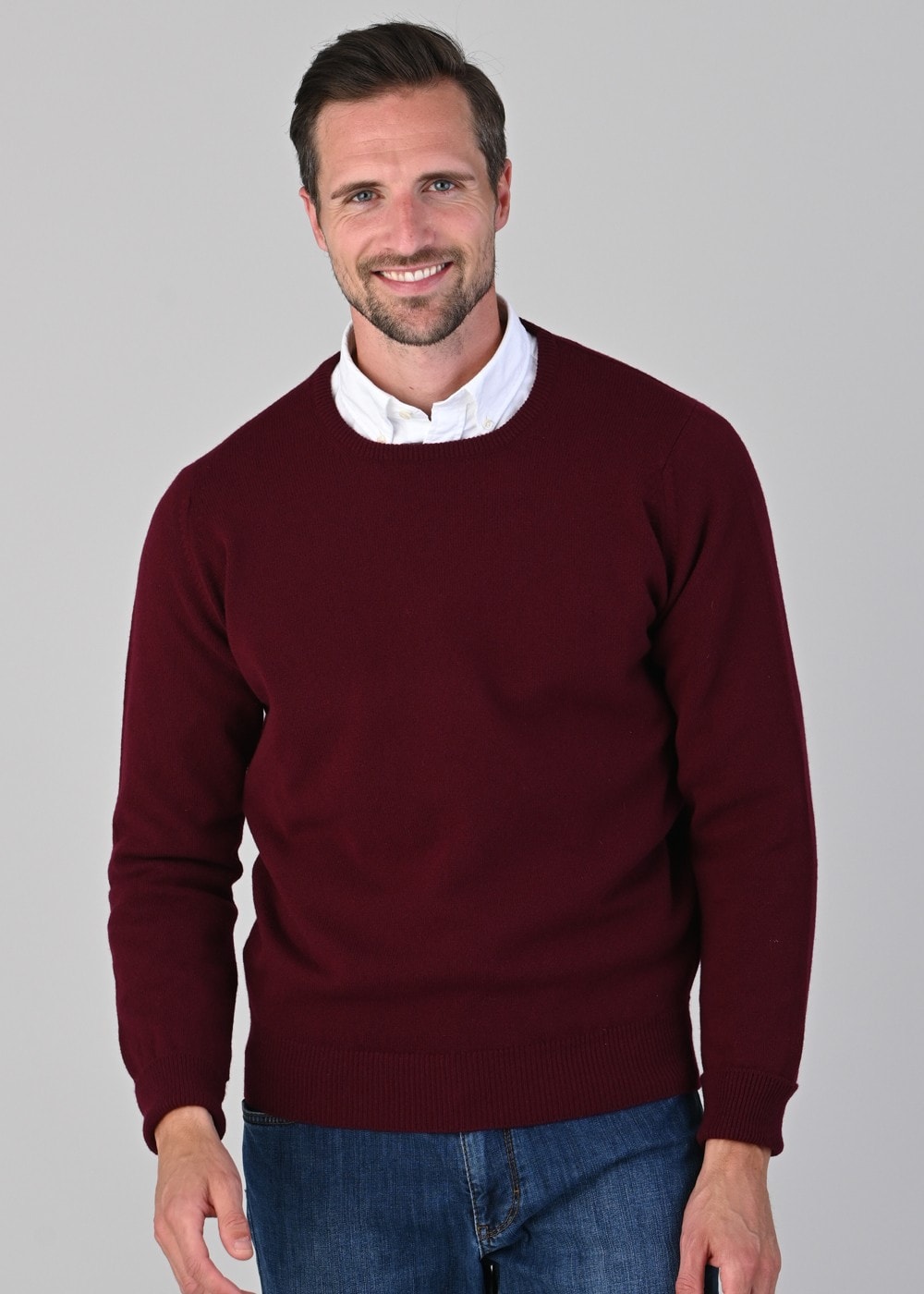 Rob 2 Ply Lambswool Crew Neck - Bordeaux - 4