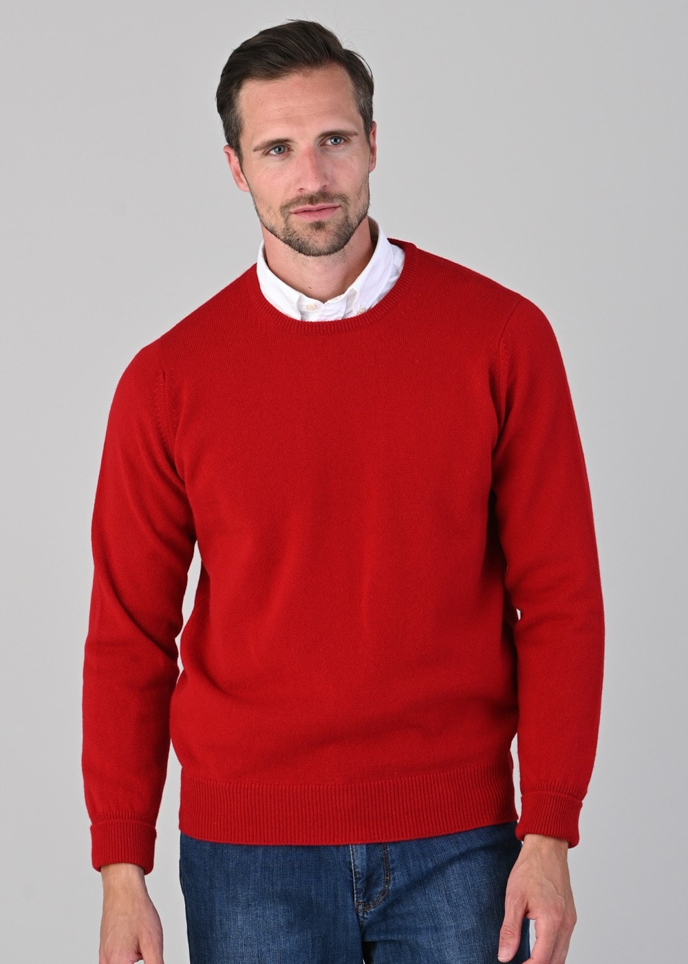 Rob 2 Ply Lambswool Crew Neck - Chianti - 3