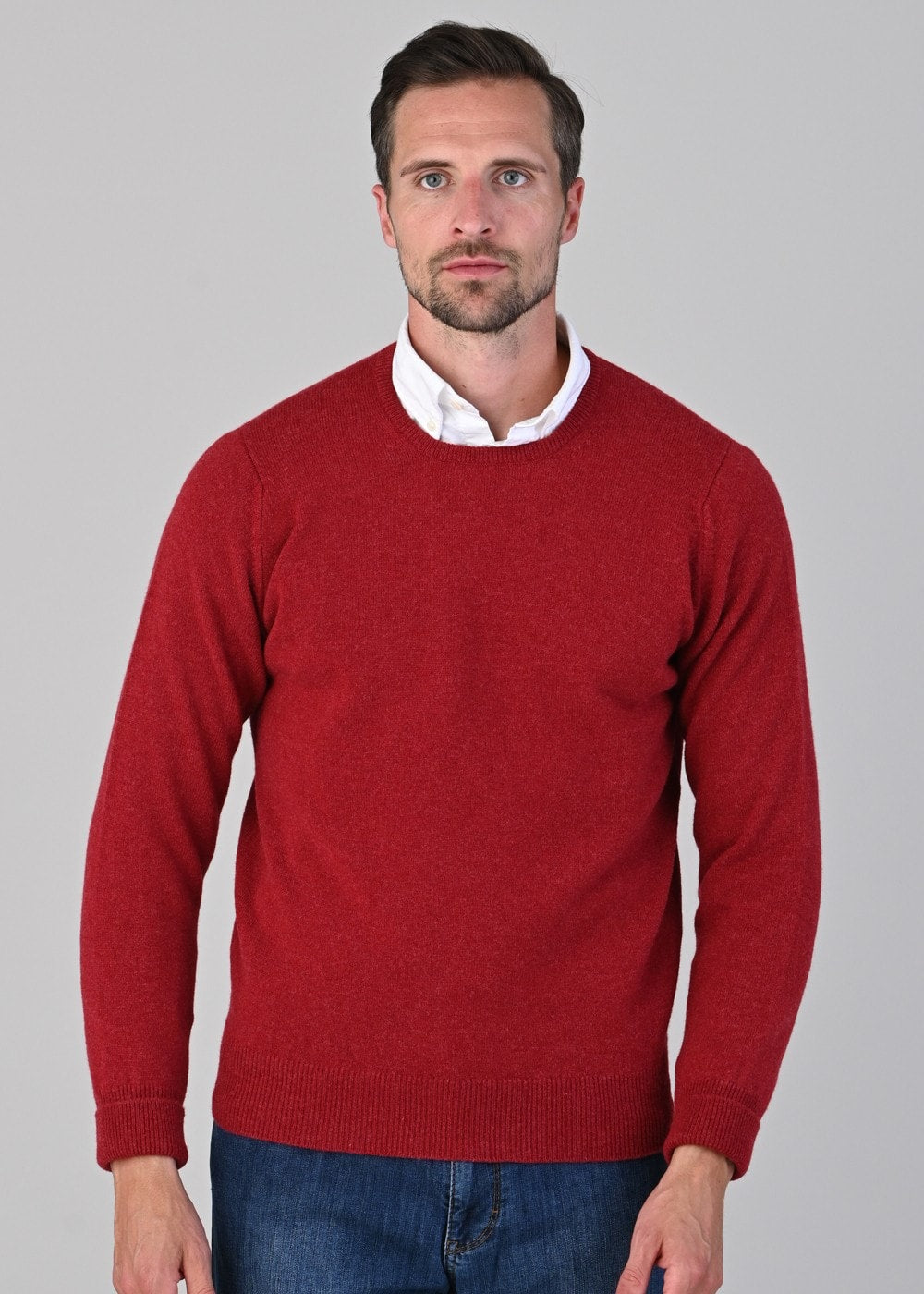 Rob 2 Ply Lambswool Crew Neck - Poppy Mel - 2