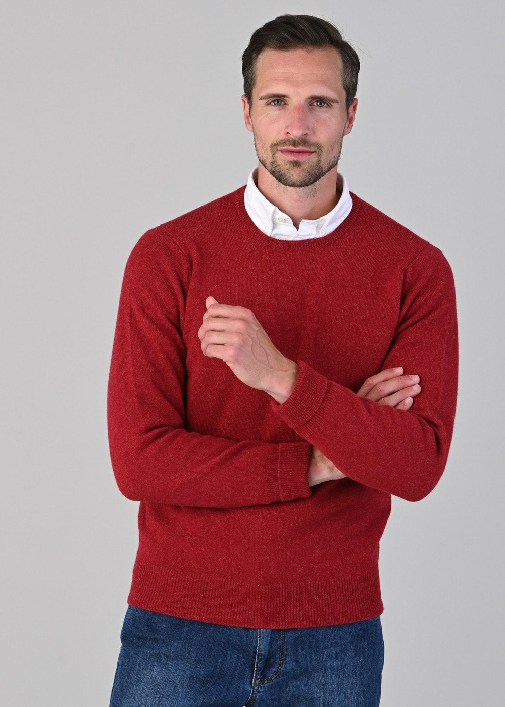 Rob 2 Ply Lambswool Crew Neck - Poppy Mel - 4