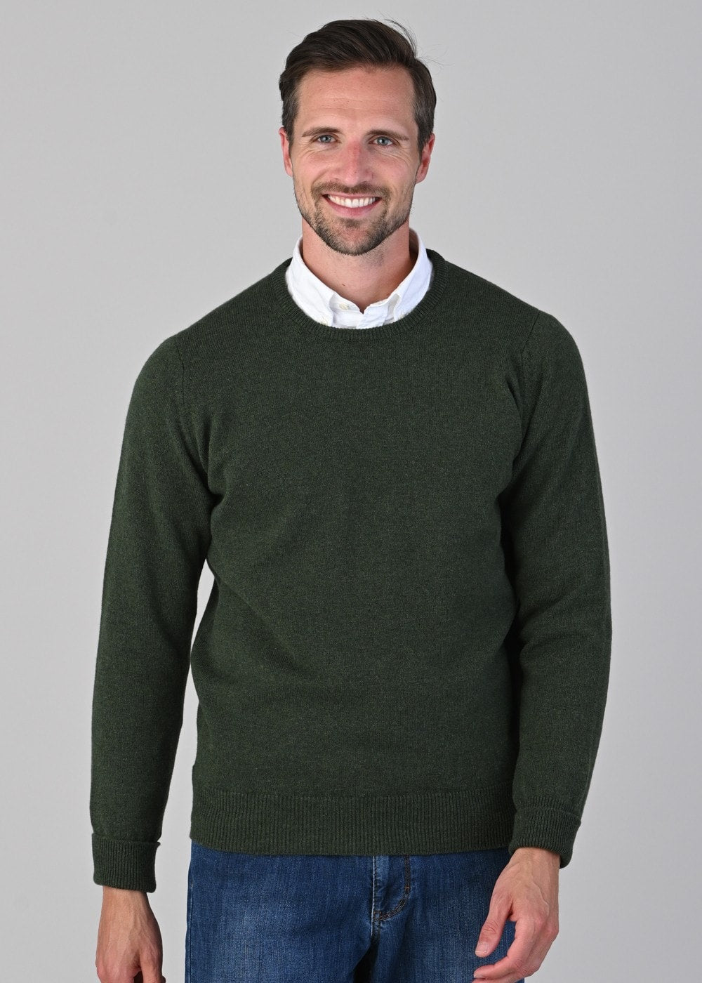 Rob 2 Ply Lambswool Crew Neck - Rosemary - 3