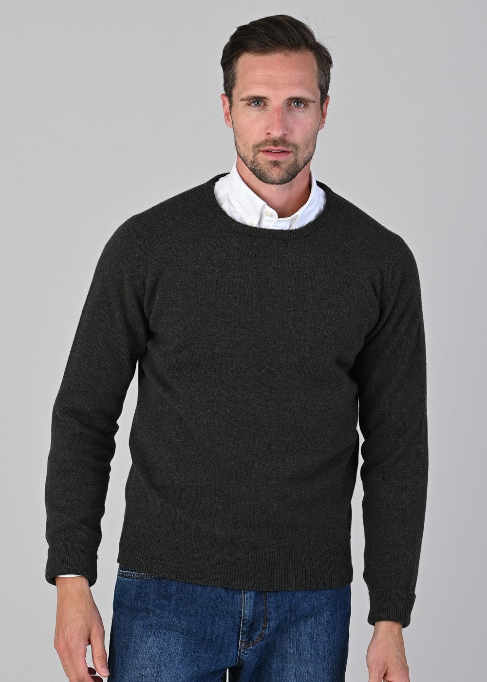 Rob 2 Ply Lambswool Crew Neck - Seaweed - 2