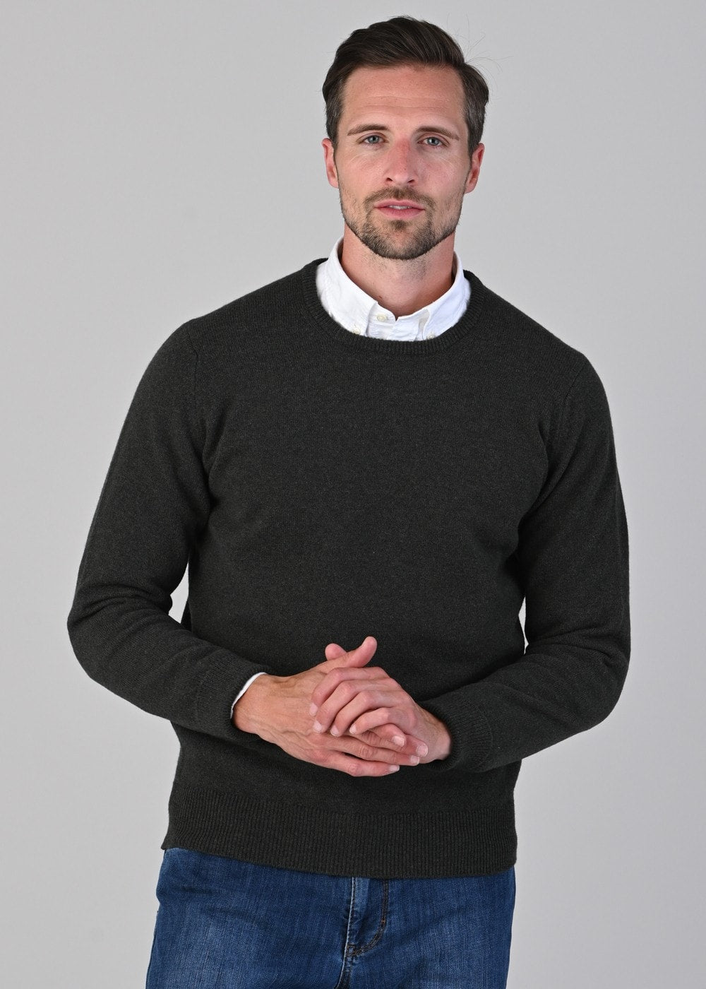 Rob 2 Ply Lambswool Crew Neck - Seaweed - 4