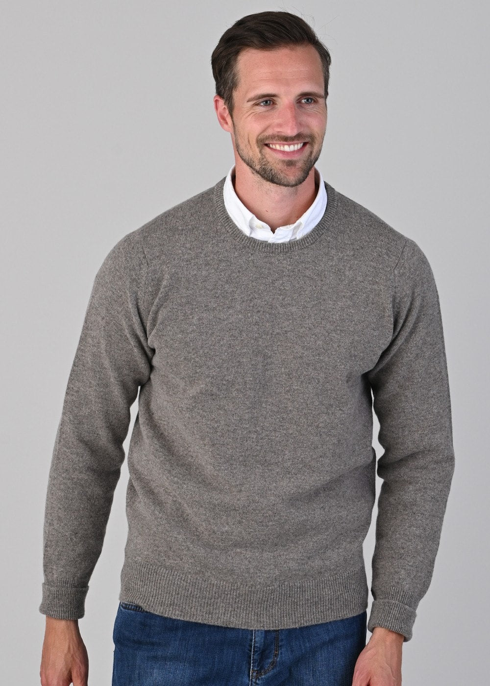 Rob 2 Ply Lambswool Crew Neck - Vole - 3