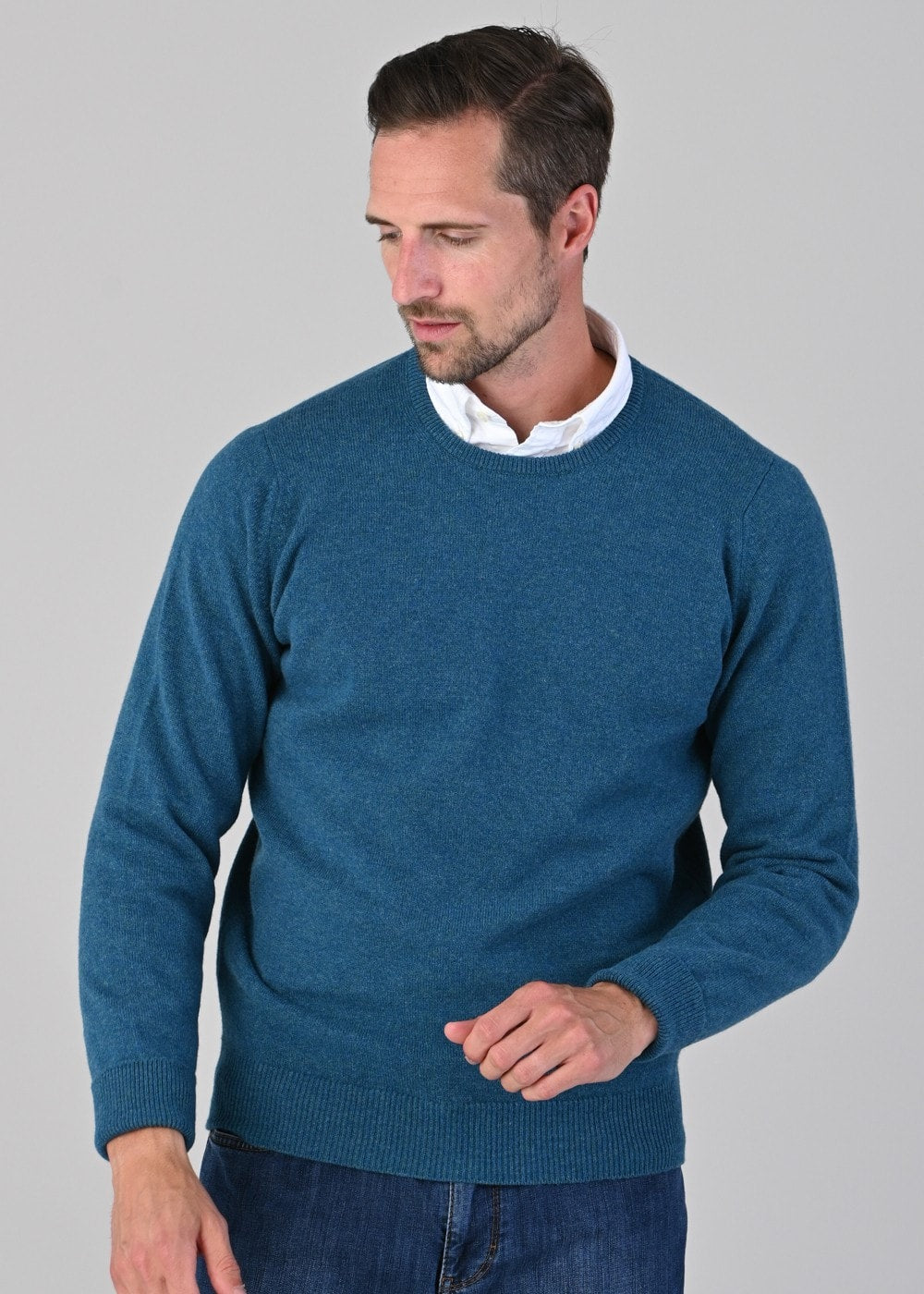 Rob 2 Ply Lambswool Crew Neck - Mallard - 2