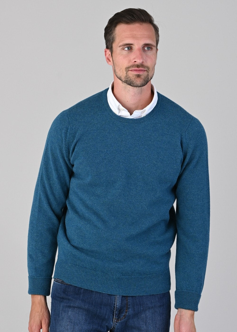 Rob 2 Ply Lambswool Crew Neck - Mallard - 3