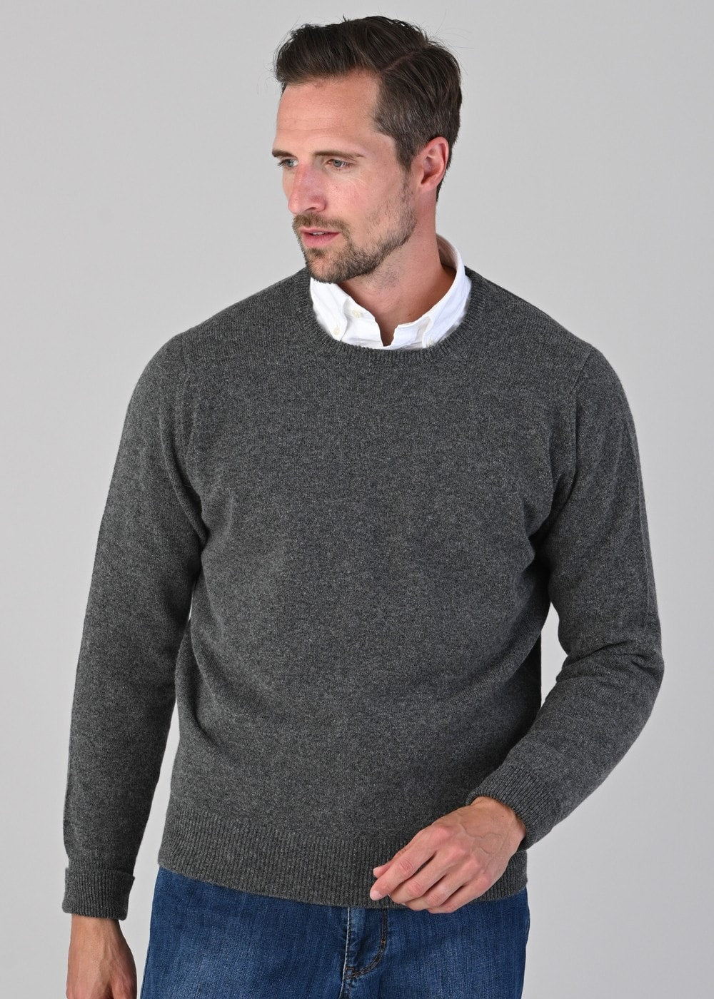 Rob 2 Ply Lambswool Crew Neck - Cliff - 2