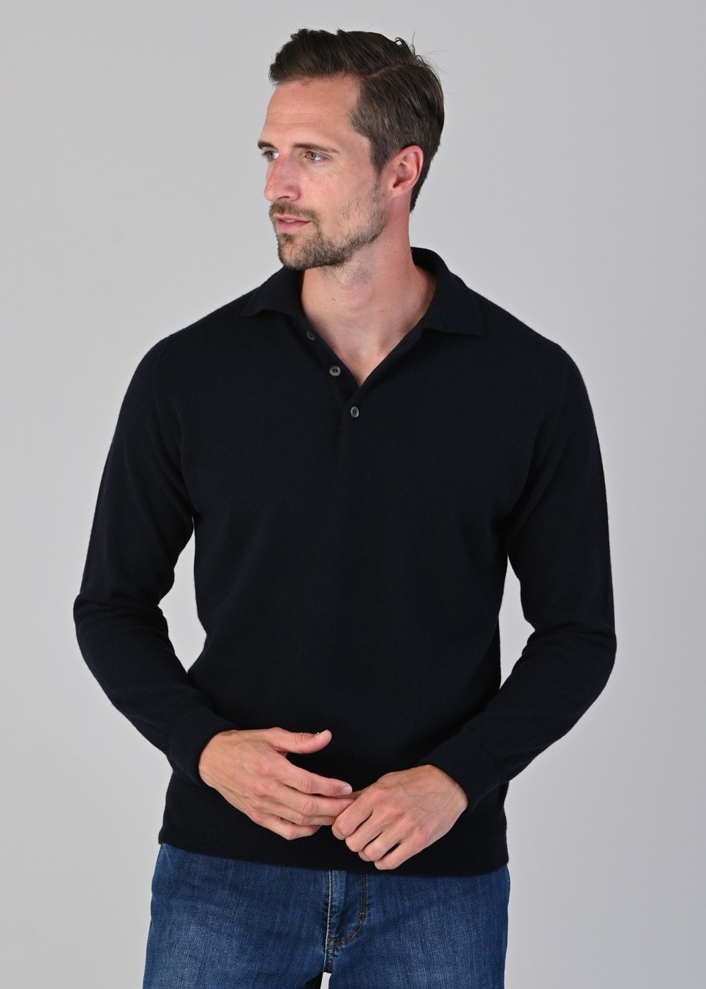 Oxton 1 Ply Cashmere Sport Shirt - Navy - 2