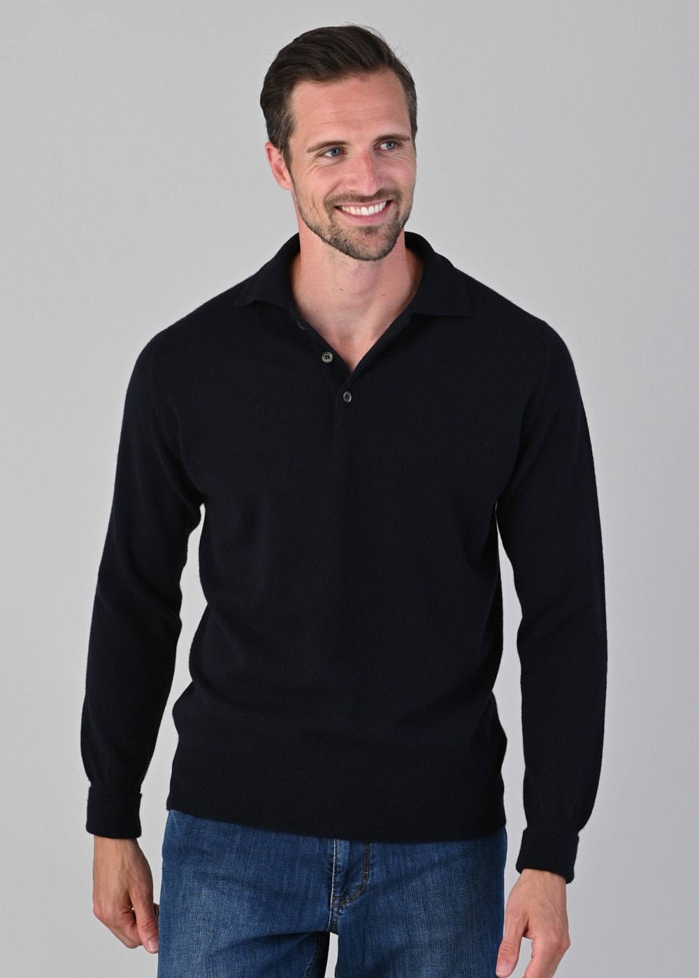 Oxton 1 Ply Cashmere Sport Shirt - Navy - 3