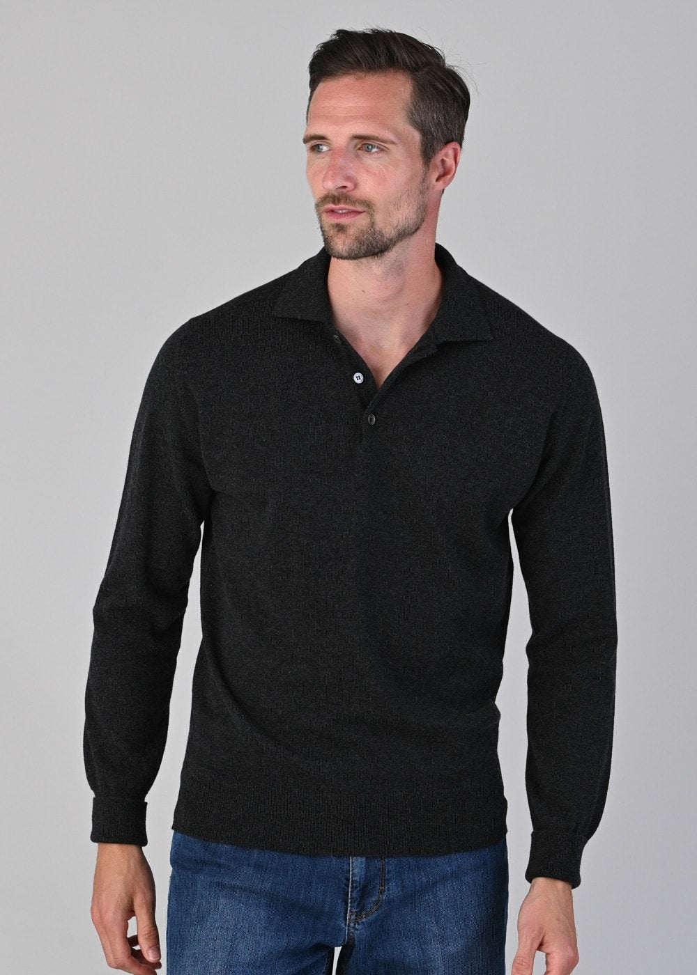 Oxton 1 Ply Cashmere Sport Shirt - Charcoal - 2