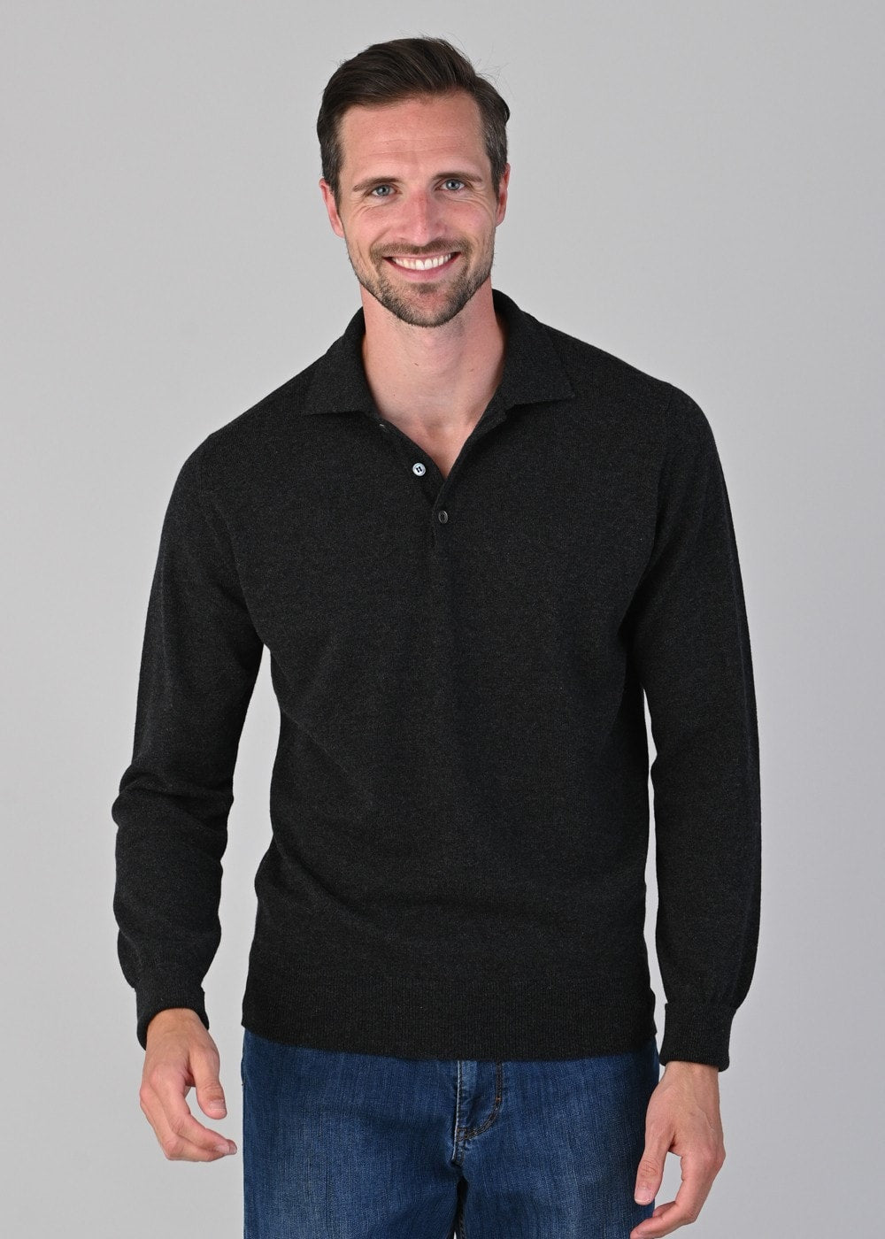 Oxton 1 Ply Cashmere Sport Shirt - Charcoal - 3