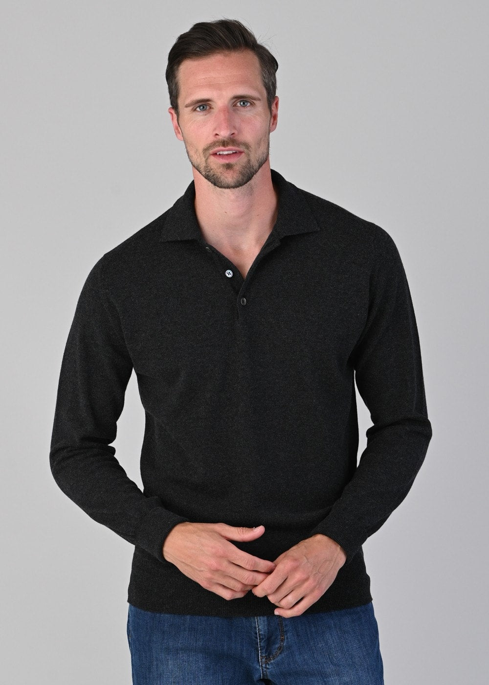 Oxton 1 Ply Cashmere Sport Shirt - Charcoal - 4