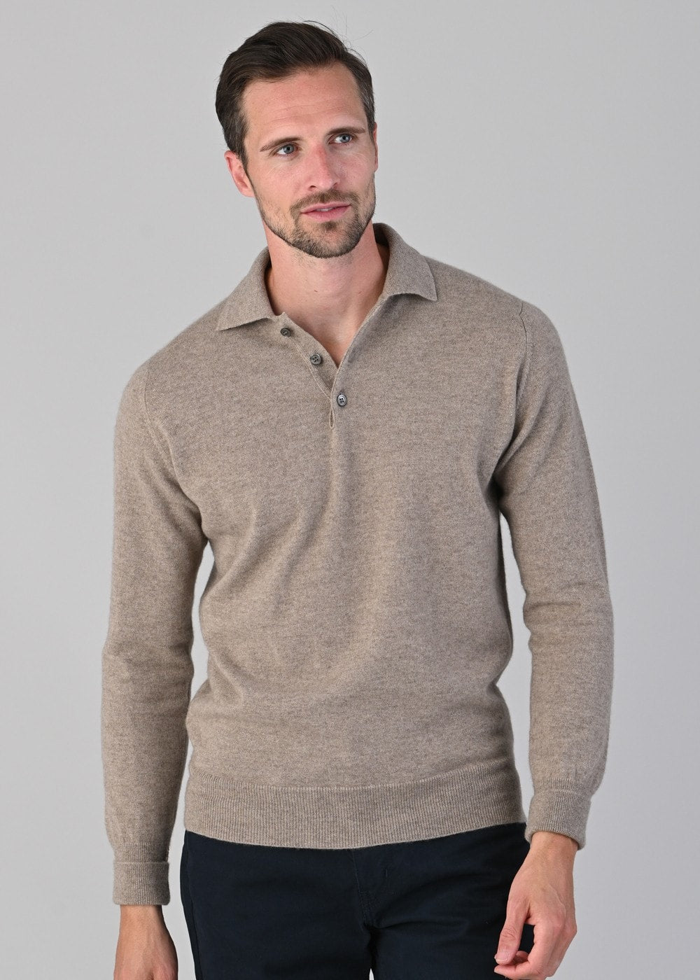 Oxton 1 Ply Cashmere Sport Shirt - Dark Natural - 2