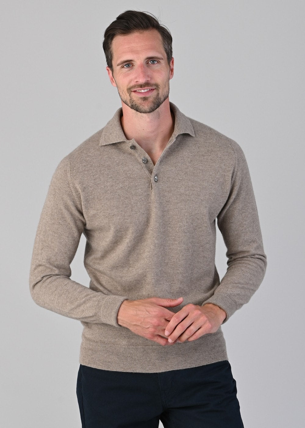 Oxton 1 Ply Cashmere Sport Shirt - Dark Natural - 3