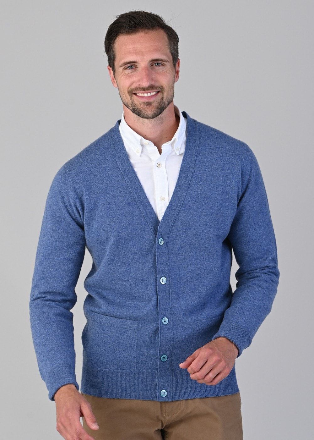 Oxton 1 Ply Cashmere Cardigan - Lapis - 2