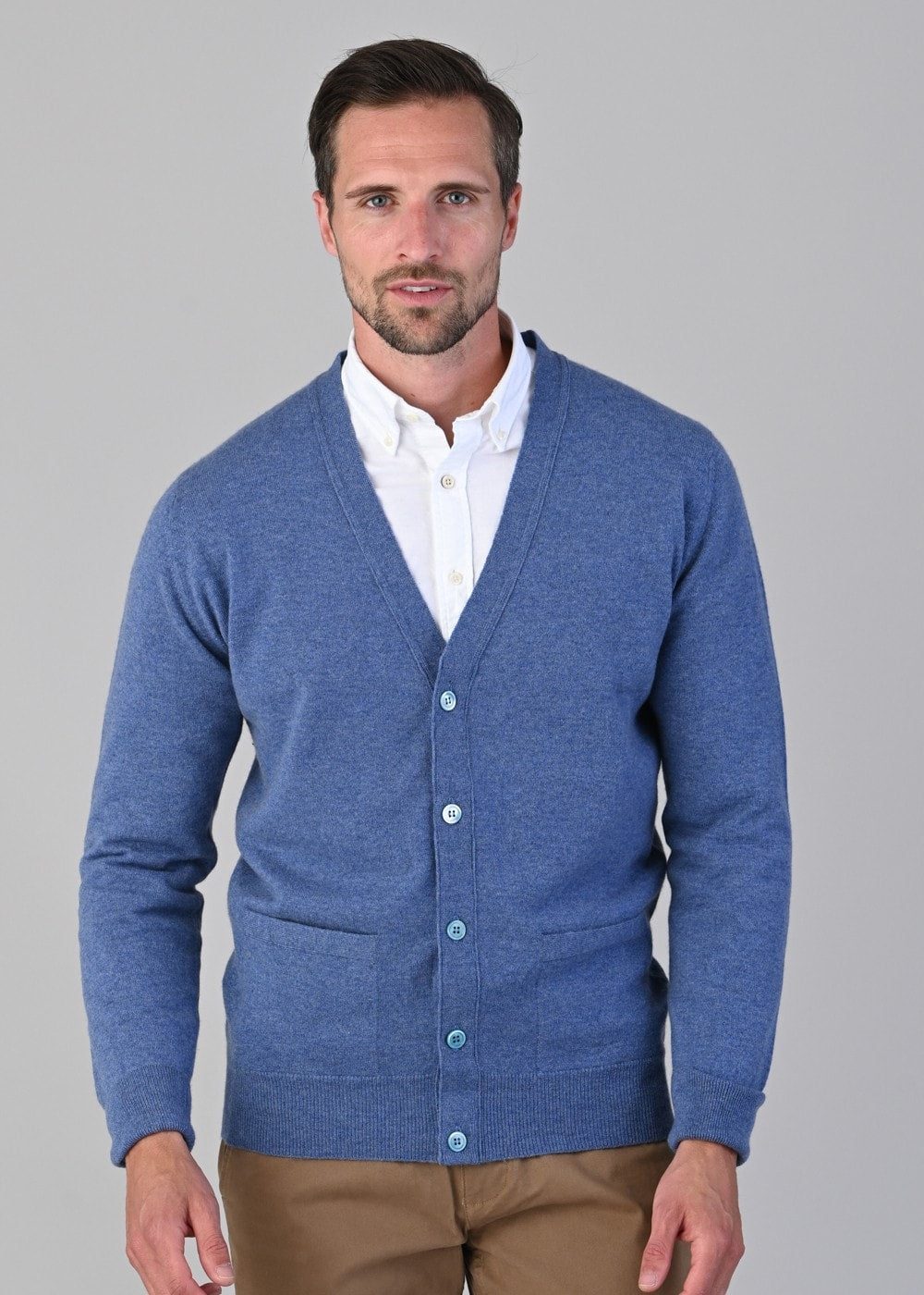 Oxton 1 Ply Cashmere Cardigan - Lapis - 3