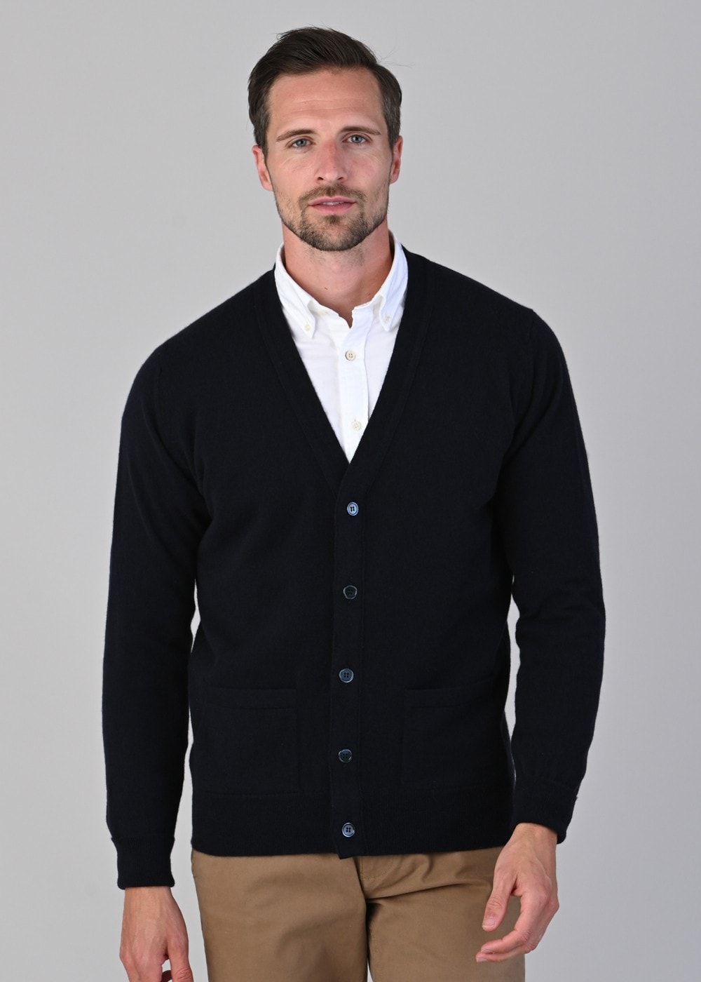 Oxton 1 Ply Cashmere Cardigan - Dark Navy - 2