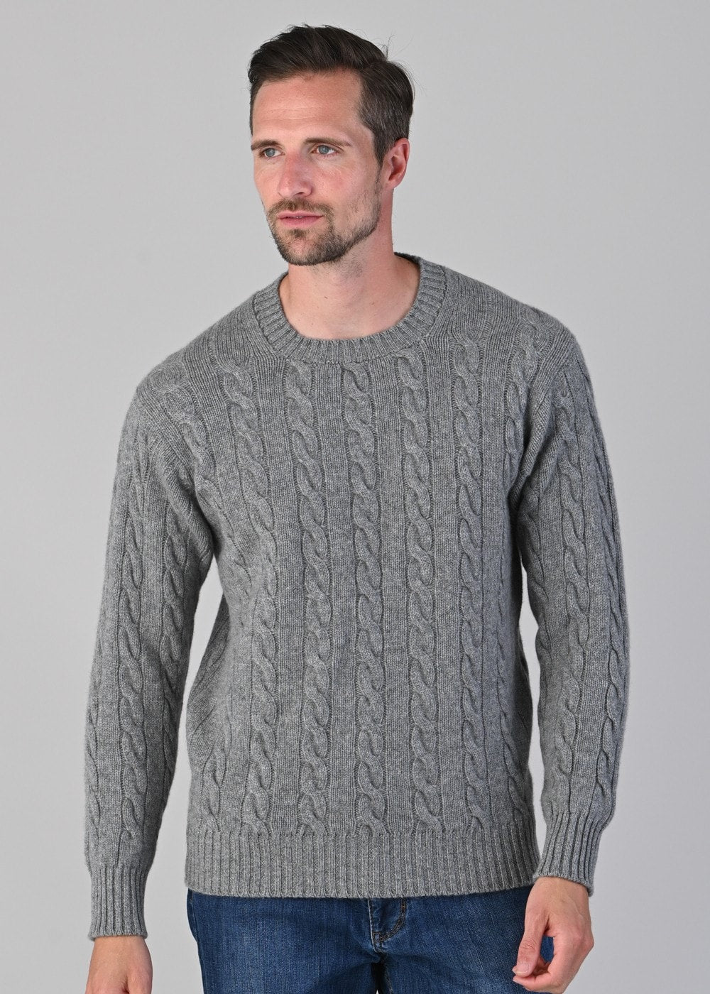 Chirnside 4 Ply Cashmere Crew - Flannel - 3