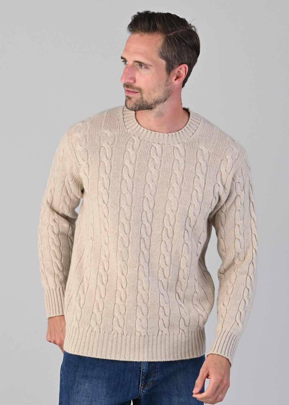 Chirnside 4 Ply Cashmere Crew - Linen - 2