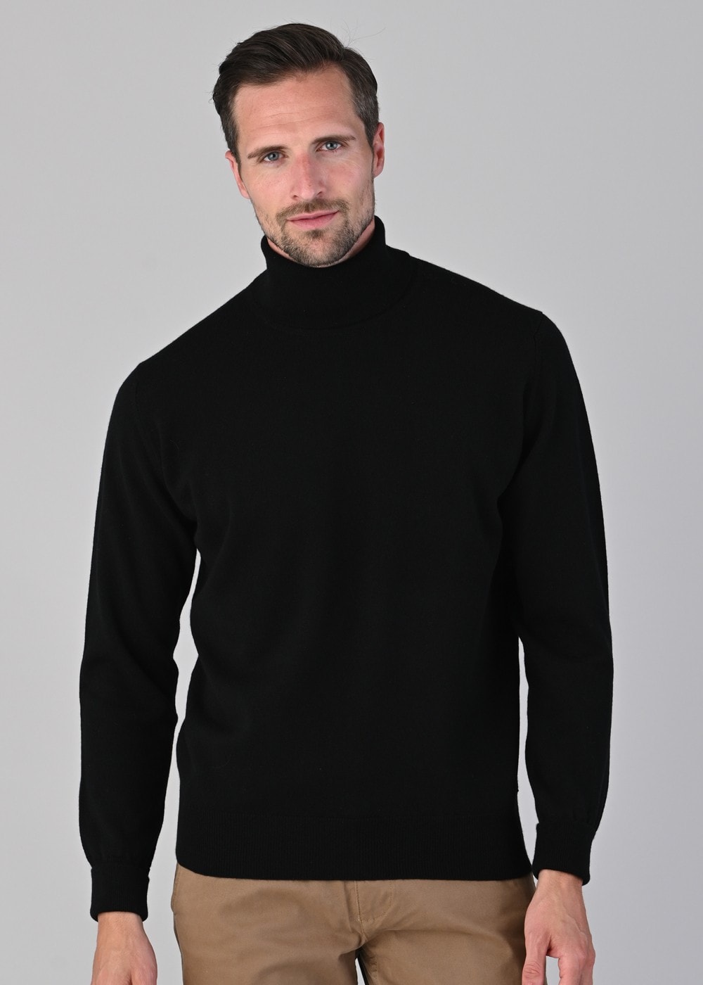 Oxton 1 Ply Cashmere Roll Neck - Black - 2