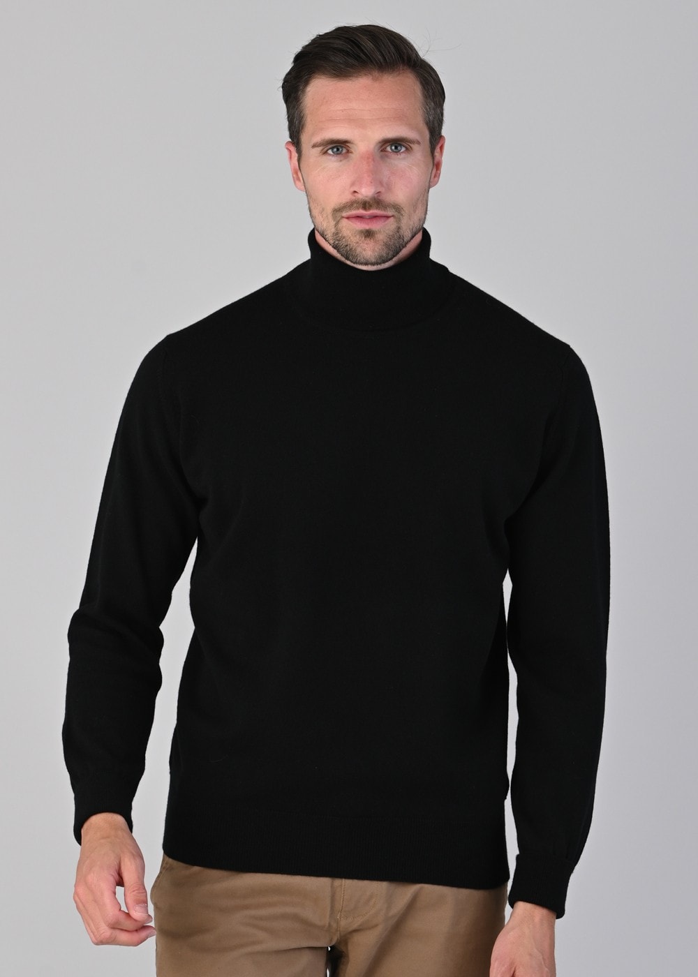 Oxton 1 Ply Cashmere Roll Neck - Black - 4