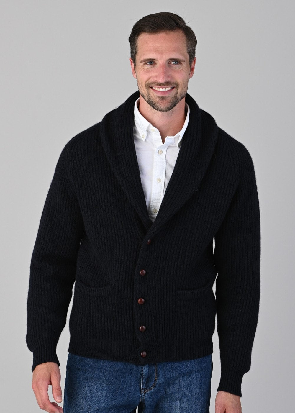 Cashmere Windsor Shawl Jacket - Navy - 2