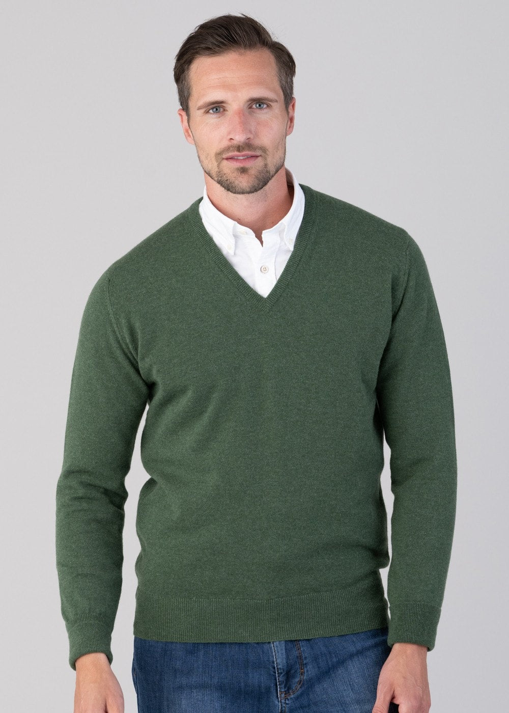 Oxton 1 Ply Cashmere V-Neck - Serpentine - 2