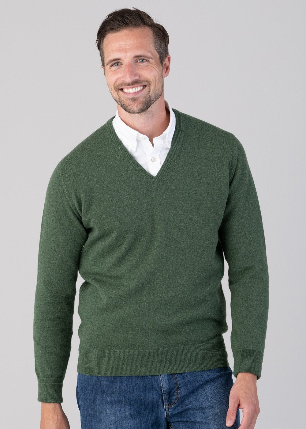 Oxton 1 Ply Cashmere V-Neck - Serpentine - 3