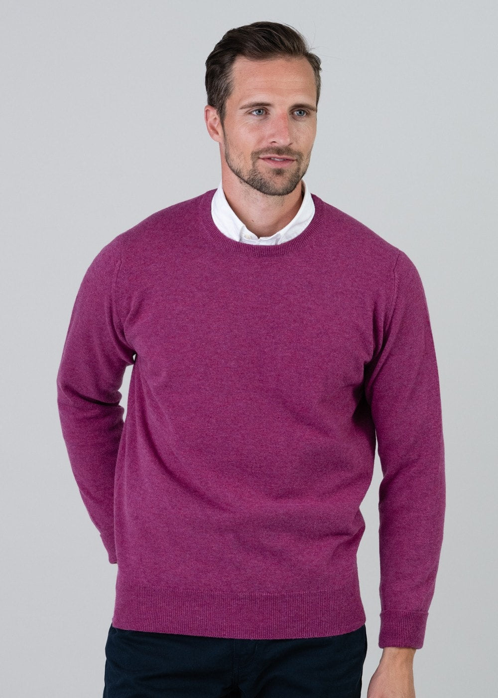 Gordon 1 Ply Geelong Crew Neck - Loganberry - 2